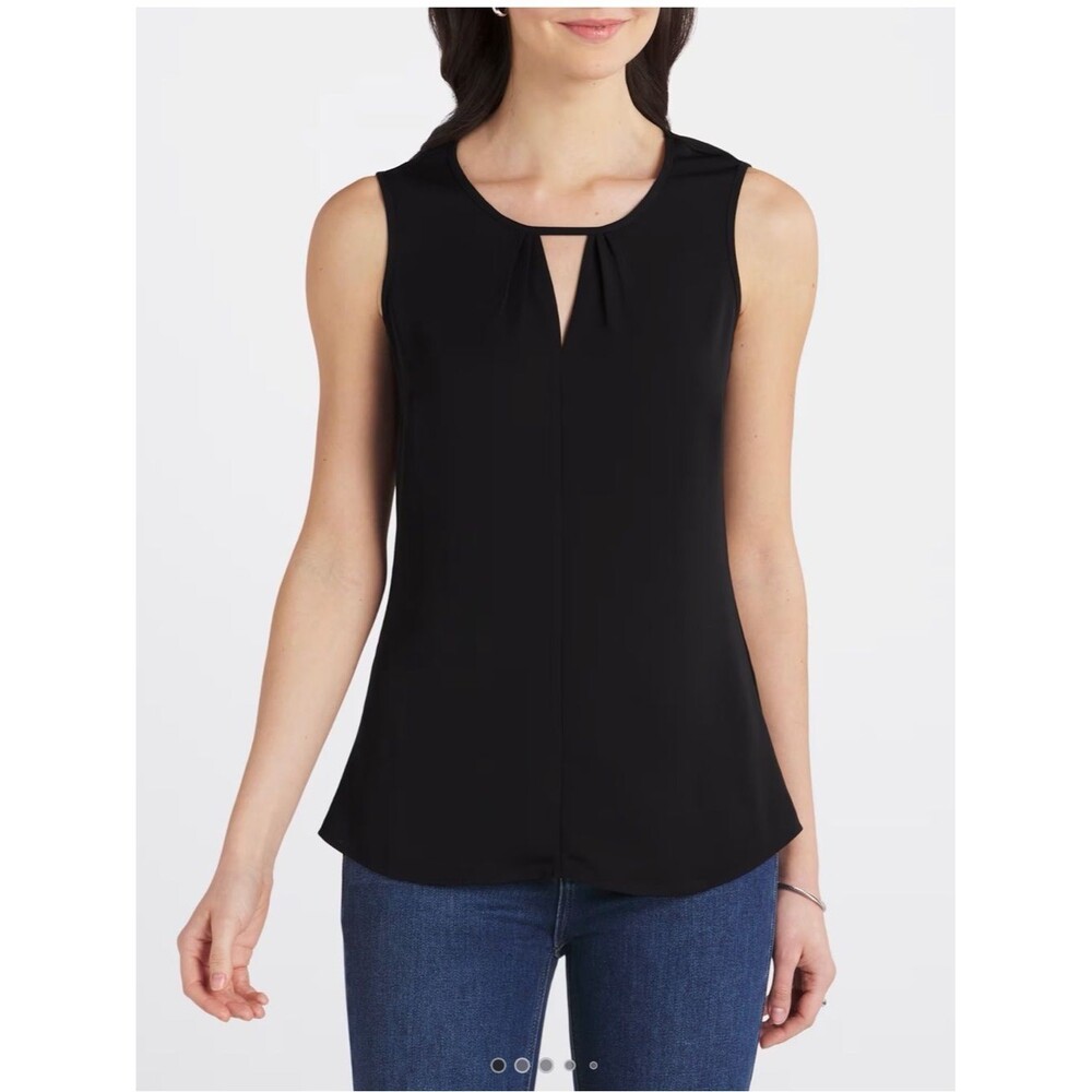 NWT NIC+ZOE Easy Keyhole Blouse size Medium Black Sleeveless Layering Top